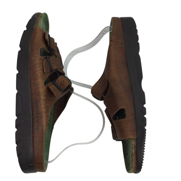 Mephisto Zach Fit Mens 46 Brown Leather Natural Fitness Three Buckle Slide Sanda - Picture 5 of 10